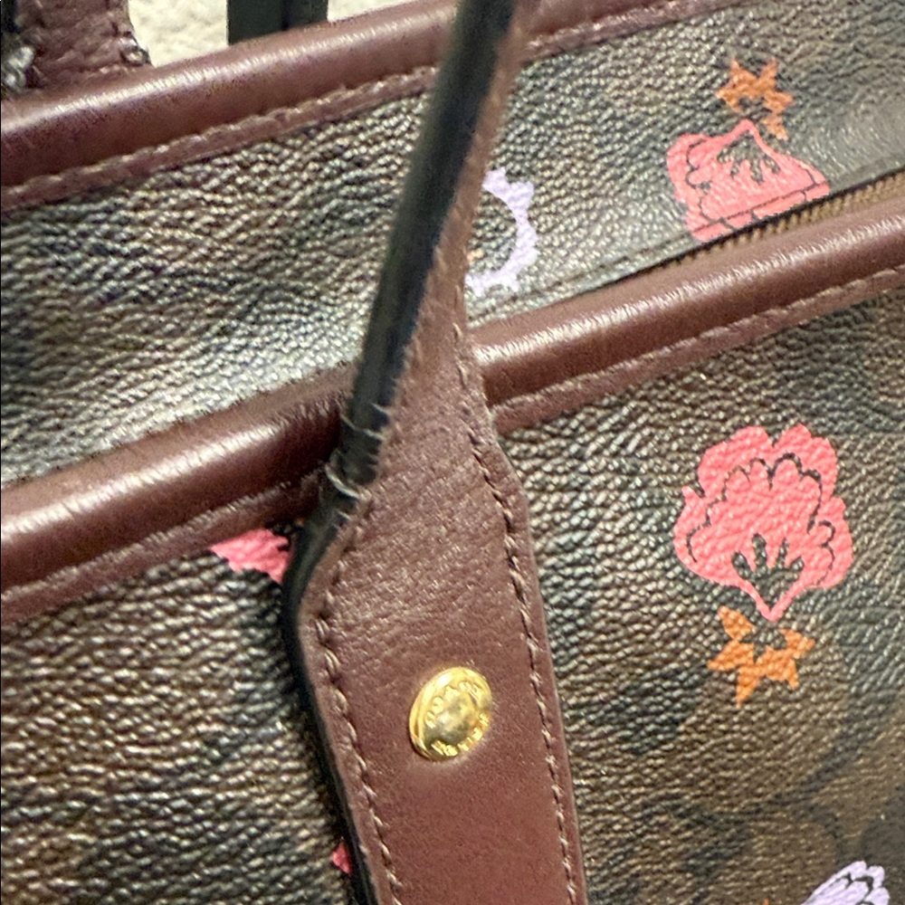 Coach Brown Floral Tote Bag - Picture 10 of 15